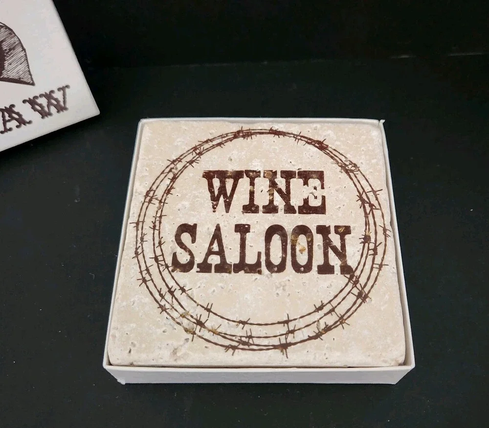 2 Saloon Lone Star ABSORBENT Heavy STONE  Drink Coasters Outlaw Western Cowboy